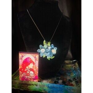 Beautiful Unique Metallic Blue & Green Lily Choker  15-17" Artisan Made